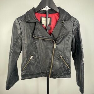 Cherokee Black Faux Leather Moto Jacket‎ with Red Lining kids medium